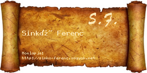 Sinkó Ferenc névjegykártya
